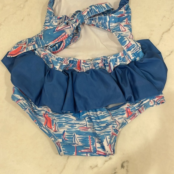 Navy Sailboat Print Girl Swim no size (kids M) - Picture 7 of 11